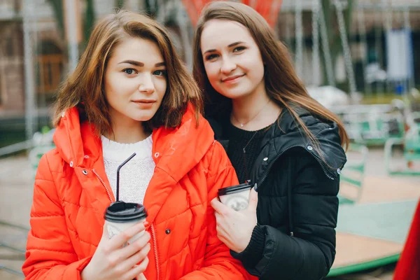 Girls with coffee — Stock Photo, Image