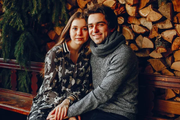 Tatlı ve sevgi dolu iki kış park içinde