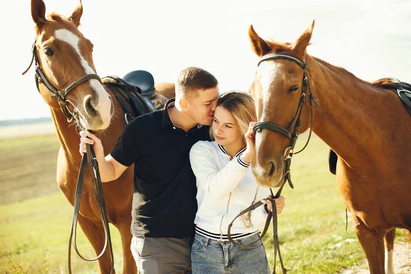 与马，情侣 — 图库照片