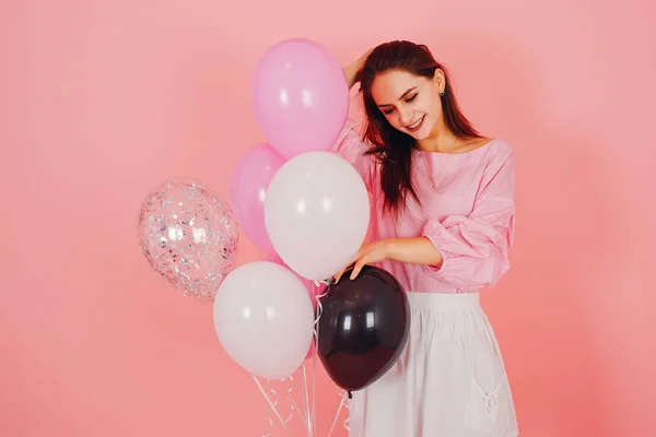 Menina com balões — Fotografia de Stock