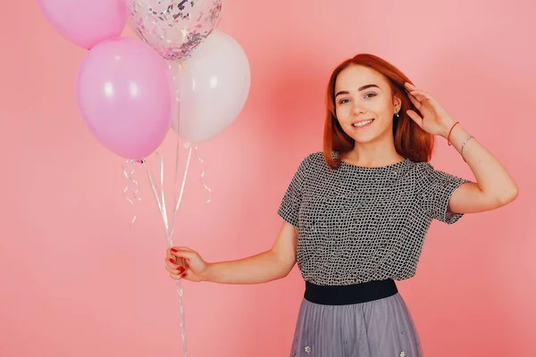 Chica con globos — Foto de Stock