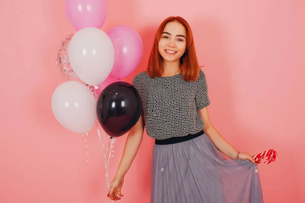 Chica con globos — Foto de Stock