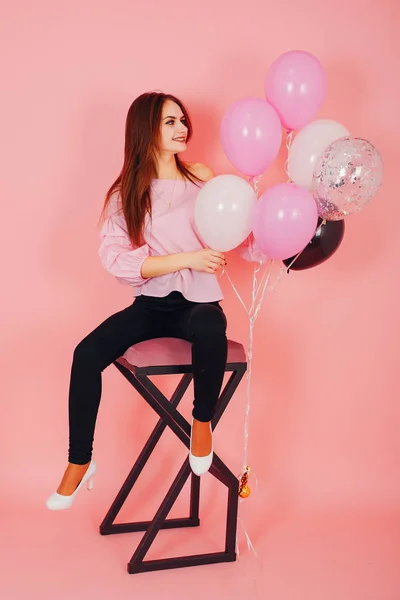 Chica con globos — Foto de Stock