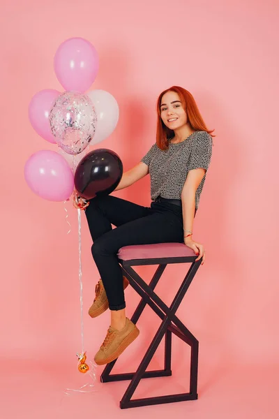 Chica con globos — Foto de Stock