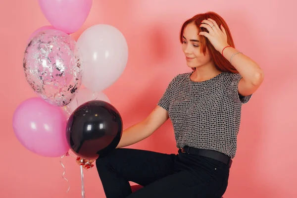 Chica con globos — Foto de Stock