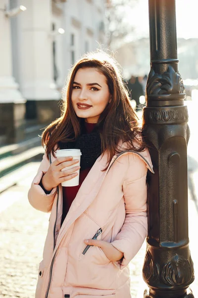 Girl with coffee — Stock Photo, Image