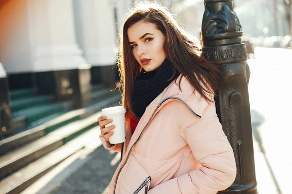 Girl with coffee — Stock Photo, Image