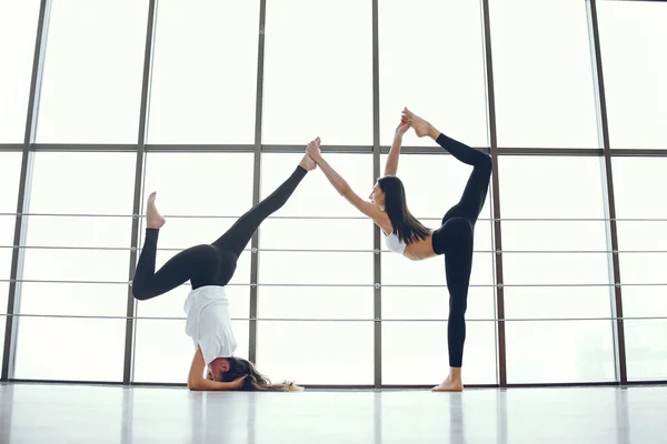 Belle ed eleganti ragazze che fanno yoga — Foto Stock