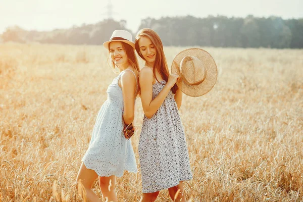 Las muchachas hermosas descansan en el campo —  Fotos de Stock