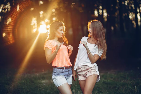 Twee mooie meisjes in een zomer Park — Stockfoto