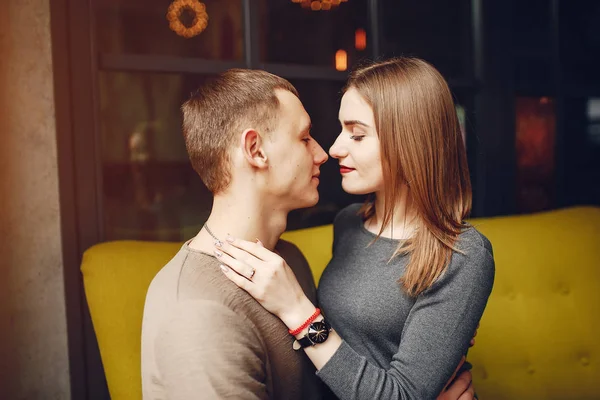 Couple in a cafe — Stock Photo, Image