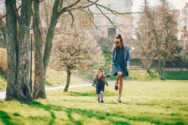 Stylish mother with daughter — Stock Photo, Image