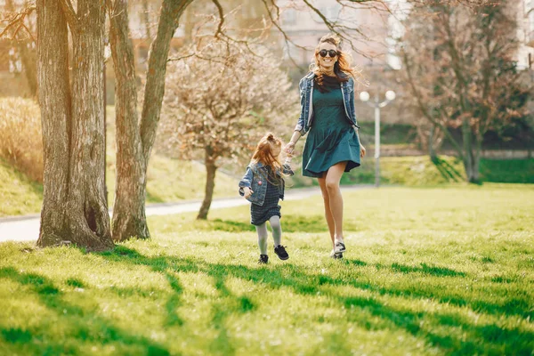 Stylish mother with daughter — Stock Photo, Image