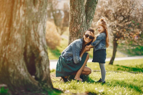 Stylish mother with daughter — Stock Photo, Image