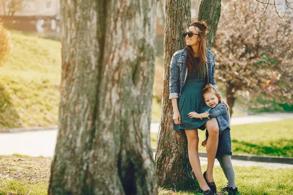 Stylish mother with daughter — Stock Photo, Image