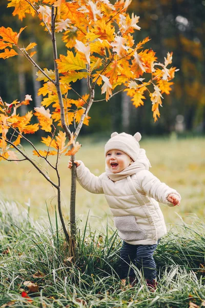 Маленька дівчинка в осінньому парку — стокове фото
