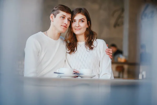 Couple in a cafe — Stock Photo, Image