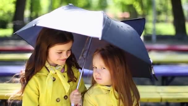 Twee zusters die samen spelen in het Park — Stockvideo