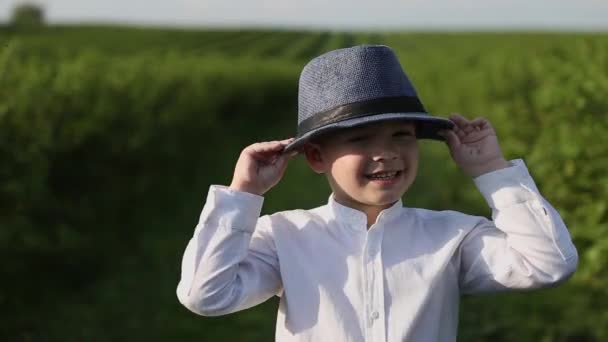 Crianças pequenas em um campo — Vídeo de Stock