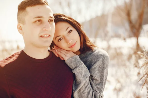 Par i en Vinterpark — Stockfoto