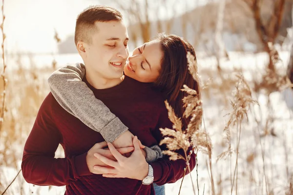 Couple in a winter park — Stock Photo, Image