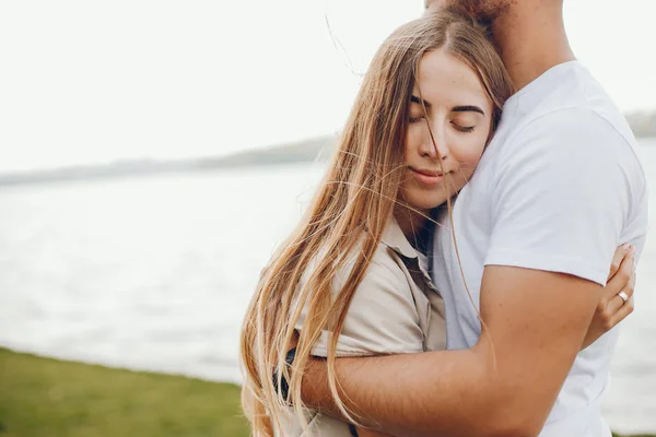 Girl with boyfriend — Stock Photo, Image