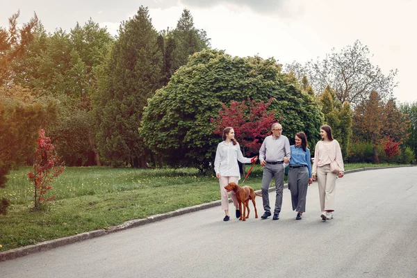 Elegante familia pasar tiempo en un parque de verano — Foto de Stock