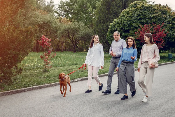 Elegante familia pasar tiempo en un parque de verano — Foto de Stock