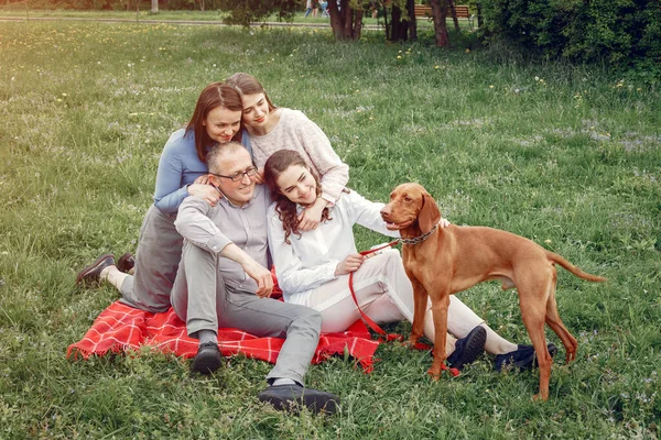 Família elegante passar o tempo em um parque de verão — Fotografia de Stock