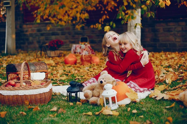 Petite fille mignonne dans un parc d'automne — Photo