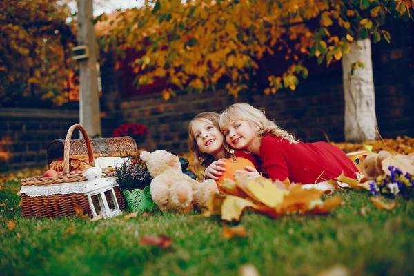 Petite fille mignonne dans un parc d'automne — Photo