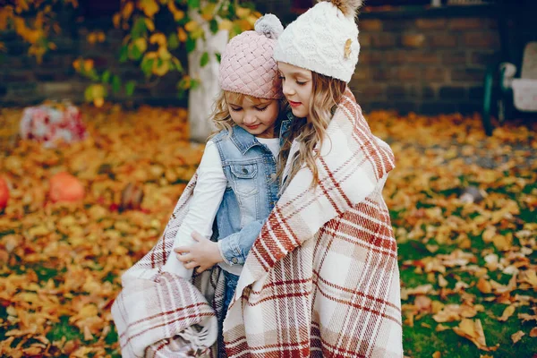 Cute little girl in a autumn park — Stock Photo, Image