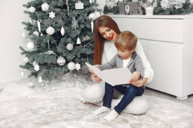 Anne ve oğlu Noel süslemesinde.