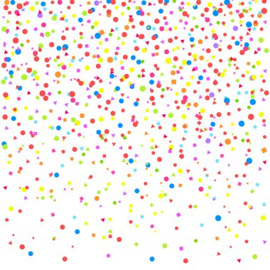 Renkli desen beyaz zemin üzerine Rastgele düşen çok renkli konfeti ile. Doku pırıltılar tasarımı için ile. Tebrik kartları
