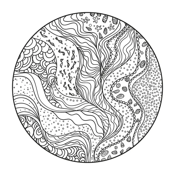 Мандали Дзен Мистецтва Zentangle Коло Візерунок Лінії Хвилі Універсальний Геометричні — стоковий вектор