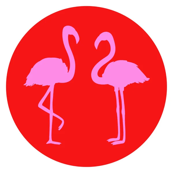 Flamingos Cirkel Webbikonen Isolering Vit Bakgrund Tecknade Fåglar — Stock vektor