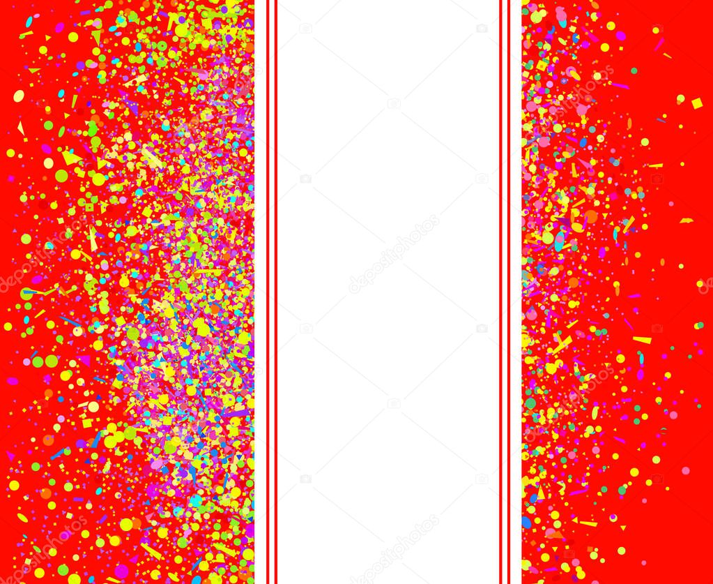 Bright explosion. Firework. Texture with random geometric glitters and stripes. Background with confetti. Pattern for design. Print for banners, posters and textiles. Greeting cards