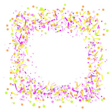 Üzerinde beyaz renkli konfeti yalıtım. Geometrik kare çerçeve. Arka plan ile pırıltılar. Desen tasarımı için. El ilanları, poster, afiş ve Tekstil için yazdırın. Tebrik kartları. Lüks doku