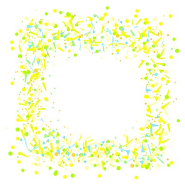 Kare kare beyaz izole konfeti ile. Geometrik arka plan ile çok renkli pırıltılar. Desen tasarımı için. Basım endüstrisi, poster, afiş ve Tekstil için yazdırın. Tebrik kartları. Lüks doku