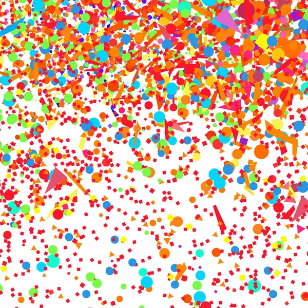 Explosión Brillante Patrón Multicolor Con Confeti Azar Sobre Fondo Blanco — Vector de stock