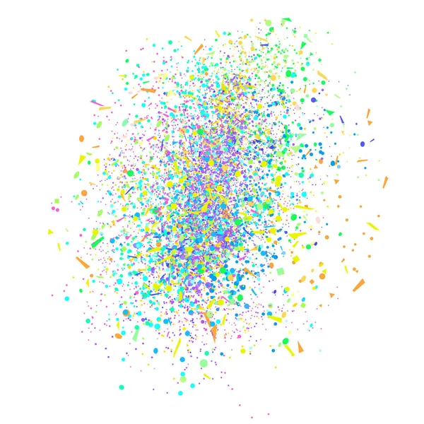 Explosie Patroon Met Gekleurde Glitters Wit Geometrische Achtergrond Met Confetti — Stockvector