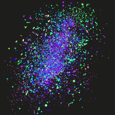 Parlak patlama. Havai fişek. Konfeti izole siyah arka plan üzerine. Geometrik desen pırıltılar ile. Doku tasarımı için. Afiş, poster, el ilanları ve Tekstil için yazdırın. Tebrik kartları