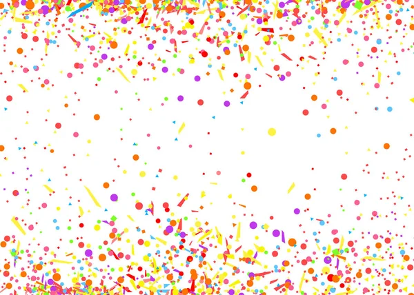 Mehrfarbiges Muster Mit Zufällig Fallendem Farbigem Konfetti Auf Weißem Hintergrund — Stockvektor