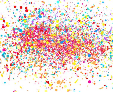 Beyaz üzerine konfeti. Geometrik arka plan ile çok renkli pırıltılar. Desen tasarımı için. Basım endüstrisi, poster, afiş ve Tekstil için yazdırın. Tebrik kartları. Lüks doku