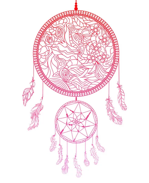Atrapasueños Blanco Plumas Símbolo Místico Abstracto Símbolo Indios Americanos Arte — Archivo Imágenes Vectoriales