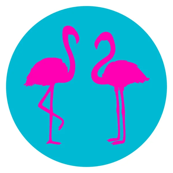 Cirkel Webbikonen Vita Isolering Bakgrund Flamingos Tecknade Fåglar — Stock vektor