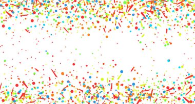 Konfeti izole beyaz. Geometrik arka plan ile çok renkli pırıltılar. Desen tasarımı için. Basım endüstrisi, poster, afiş ve Tekstil için yazdırın. Tebrik kartları. Lüks doku