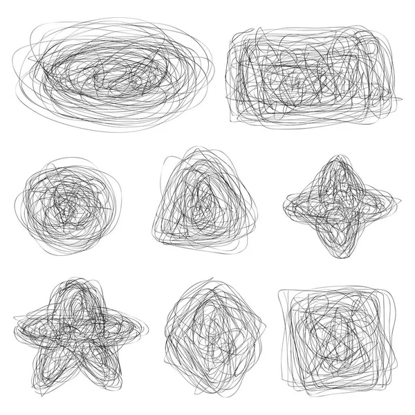 Verwarde Geometrische Vormen Abstracte Achtergronden Willekeurige Chaotische Lijnen Hand Getrokken — Stockvector
