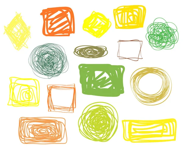 Cadres Géométriques Chaotiques Sur Blanc Isolé Frontières Enchevêtrées Abstraites Colorées — Image vectorielle