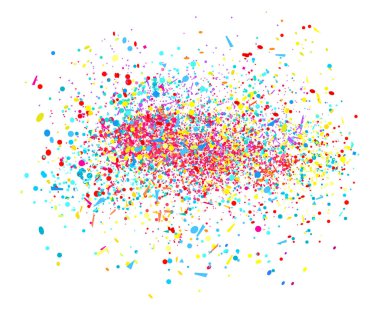 Konfeti ile arka plan. Tatil desen tasarımı için. Parlak renkler. Afiş, poster, tişört ve el ilanları için yazdırma